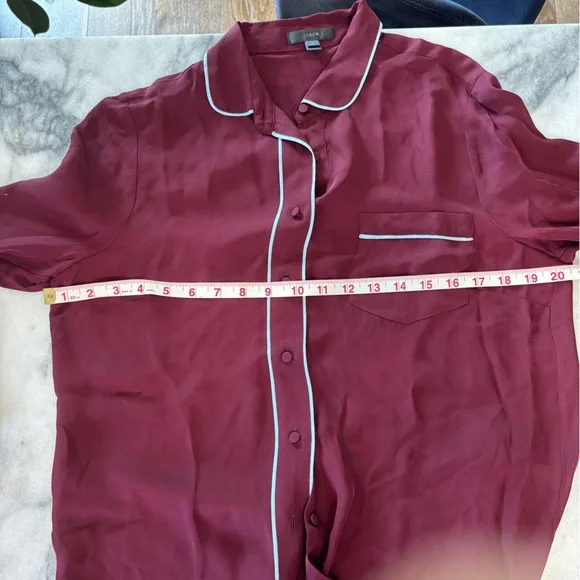 J. Crew Silk Piped Shirt Blouse Sz 10 #1 - Picture 6 of 6